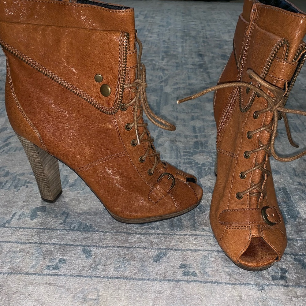 Trouble open toe booties